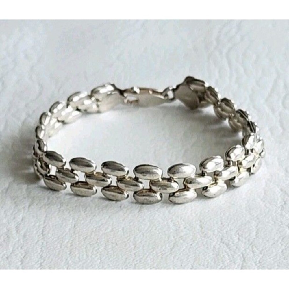 Sterling Silver Double-Row Link Bracelet - Silver